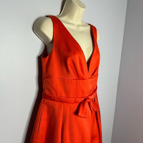 ESCADA Dalarina V Neck Mini Dress Fit and Flare Red Gladiola Elegant M - Picture 6 of 16